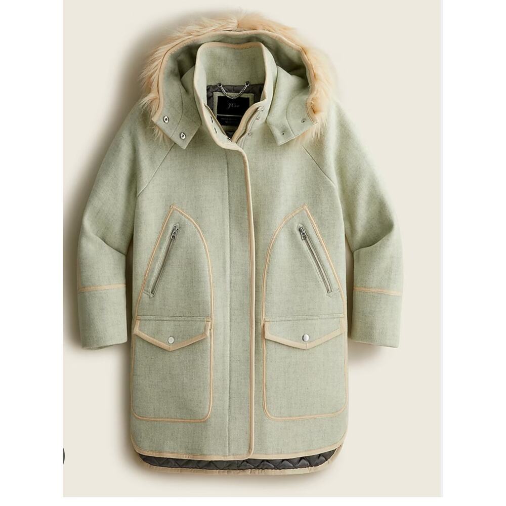 J Crew chateau parka Italian stadium-cloth wool coat Heather gray wool 0 small